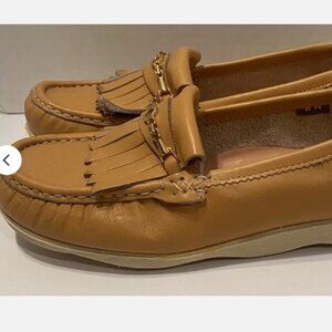 Vtg Famolare Tan Leather Wave There Horsebit Loafer Shoes Sz 8 N Narrow Moccasin